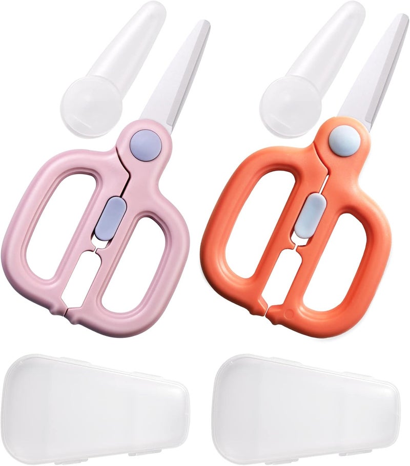 Artenny Ceramic Baby Food Scissors Kids with Travel Case, Toddler Scissors with Safety Lock, Ideal for Pizza, Meats, Noodles, Vegetables, and Fruits (A/B) - Image 1